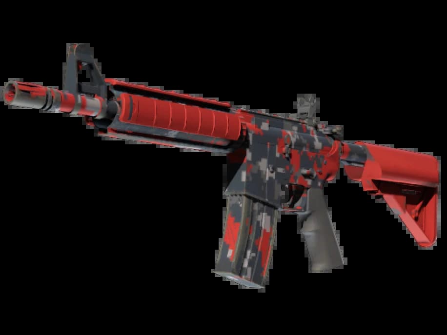M4A4 | Пиксельный камуфляж «Красный» (Немного поношенное)